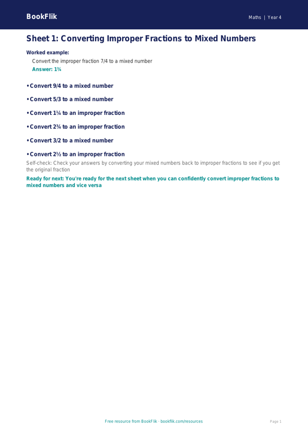 Free English Track Level D Sheet 1 | Year 4 | BookFlik worksheet preview — Maths D