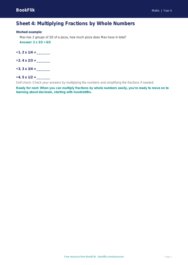 Free English Track Level D Sheet 4 | Year 4 | BookFlik worksheet preview — Maths D