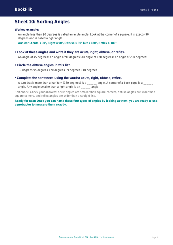 Free English Track Level D Sheet 10 | Year 4 | BookFlik worksheet preview — Maths D