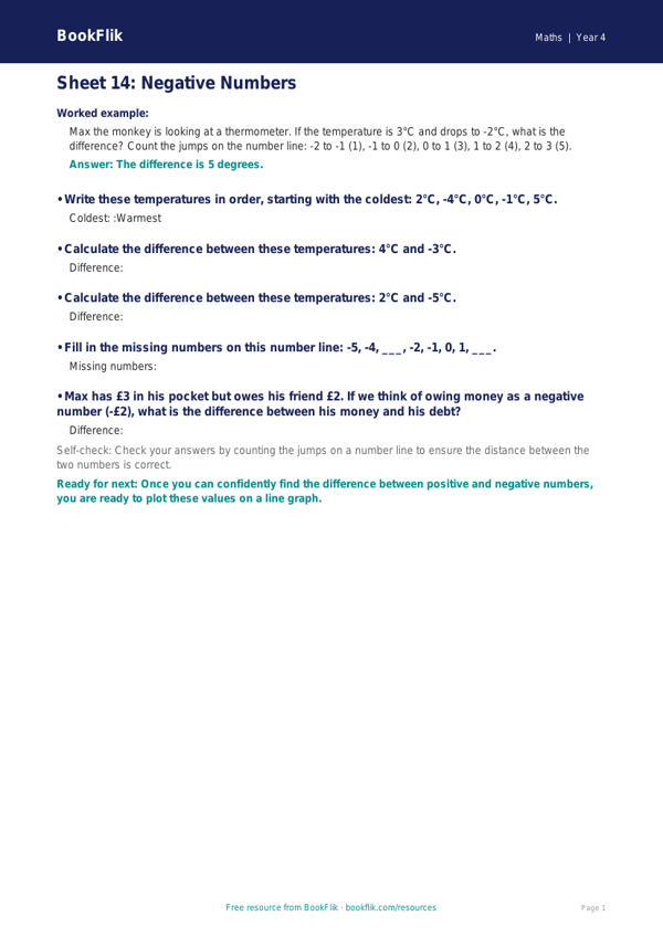 Free English Track Level D Sheet 14 | Year 4 | BookFlik worksheet preview — Maths D
